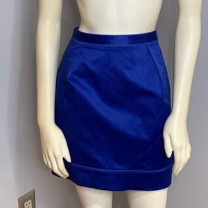 Electric blue satin skirt